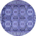 Round Machine Washable Persian Blue Traditional Rug, wshtr2351blu