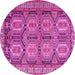 Round Machine Washable Persian Pink Traditional Rug, wshtr2351pnk