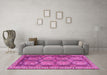 Machine Washable Persian Pink Traditional Rug in a Living Room, wshtr2351pnk