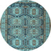 Round Persian Light Blue Traditional Rug, tr2351lblu
