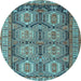 Round Machine Washable Persian Light Blue Traditional Rug, wshtr2351lblu