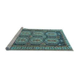 Sideview of Machine Washable Persian Light Blue Traditional Rug, wshtr2351lblu