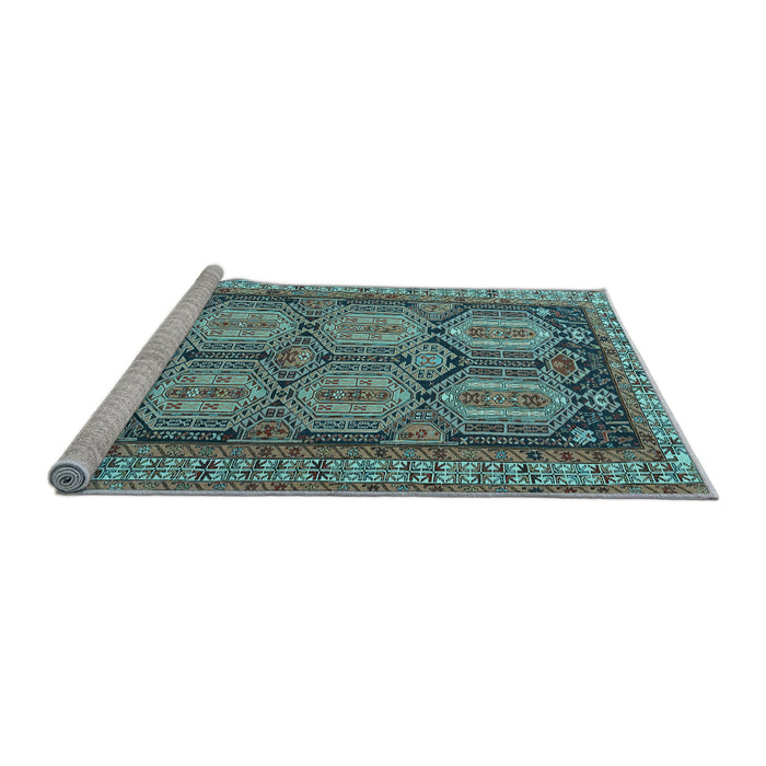 Sideview of Machine Washable Persian Light Blue Traditional Rug, wshtr2351lblu