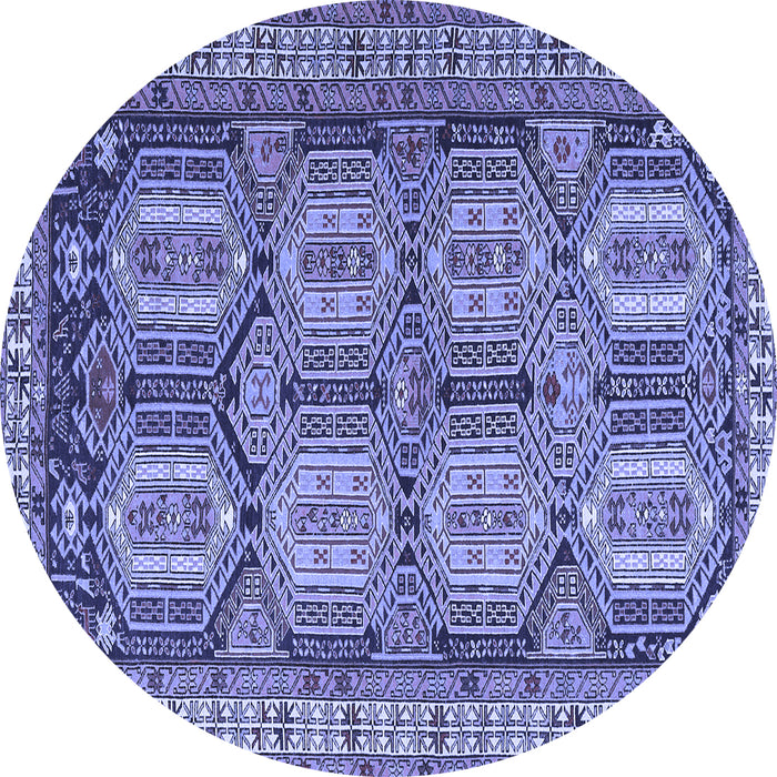 Round Persian Blue Traditional Rug, tr2351blu