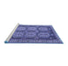 Sideview of Machine Washable Persian Blue Traditional Rug, wshtr2351blu