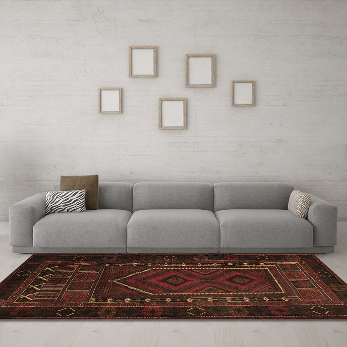 Machine Washable Persian Brown Traditional Rug in a Living Room,, wshtr2352brn