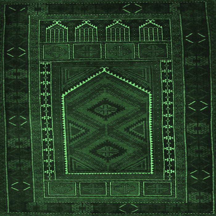 Square Persian Emerald Green Traditional Rug, tr2352emgrn