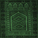 Square Machine Washable Persian Emerald Green Traditional Area Rugs, wshtr2352emgrn