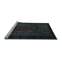 Sideview of Machine Washable Persian Light Blue Traditional Rug, wshtr2352lblu