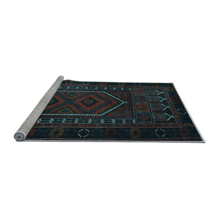 Sideview of Machine Washable Persian Light Blue Traditional Rug, wshtr2352lblu