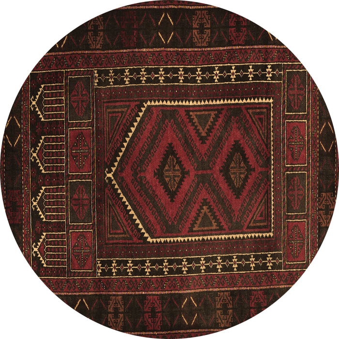 Round Machine Washable Persian Brown Traditional Rug, wshtr2352brn