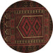 Round Machine Washable Persian Brown Traditional Rug, wshtr2352brn