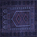 Square Machine Washable Persian Blue Traditional Rug, wshtr2352blu