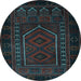Round Persian Light Blue Traditional Rug, tr2352lblu