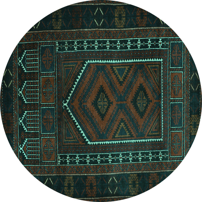 Round Persian Turquoise Traditional Rug, tr2352turq