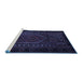 Sideview of Machine Washable Persian Blue Traditional Rug, wshtr2352blu