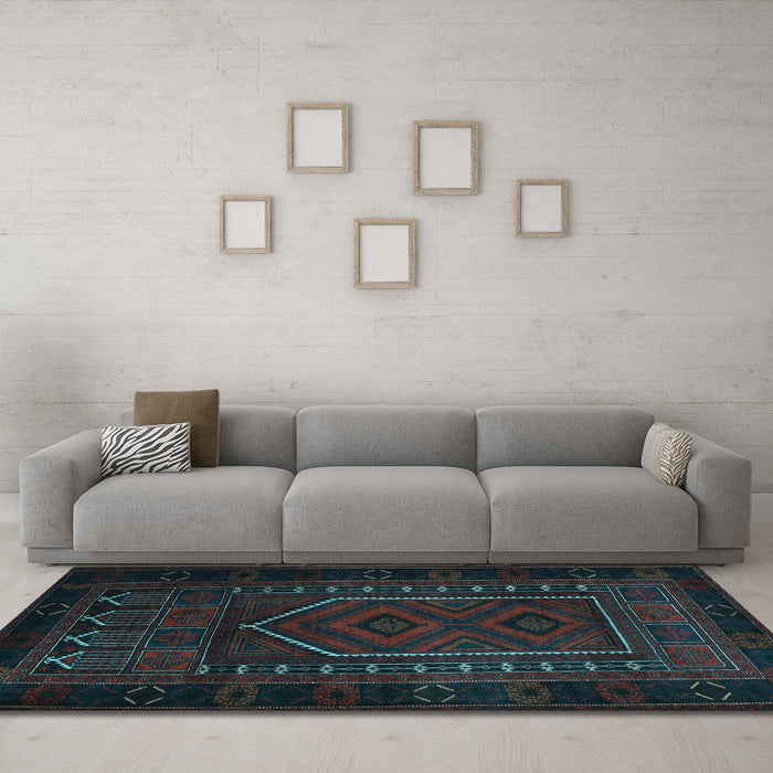 Machine Washable Persian Light Blue Traditional Rug in a Living Room, wshtr2352lblu