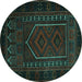 Round Machine Washable Persian Turquoise Traditional Area Rugs, wshtr2352turq