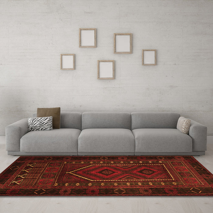Machine Washable Persian Orange Traditional Area Rugs in a Living Room, wshtr2352org