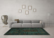 Machine Washable Persian Turquoise Traditional Area Rugs in a Living Room,, wshtr2352turq