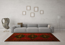 Machine Washable Persian Yellow Traditional Rug in a Living Room, wshtr2353yw