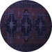 Round Persian Blue Traditional Rug, tr2353blu