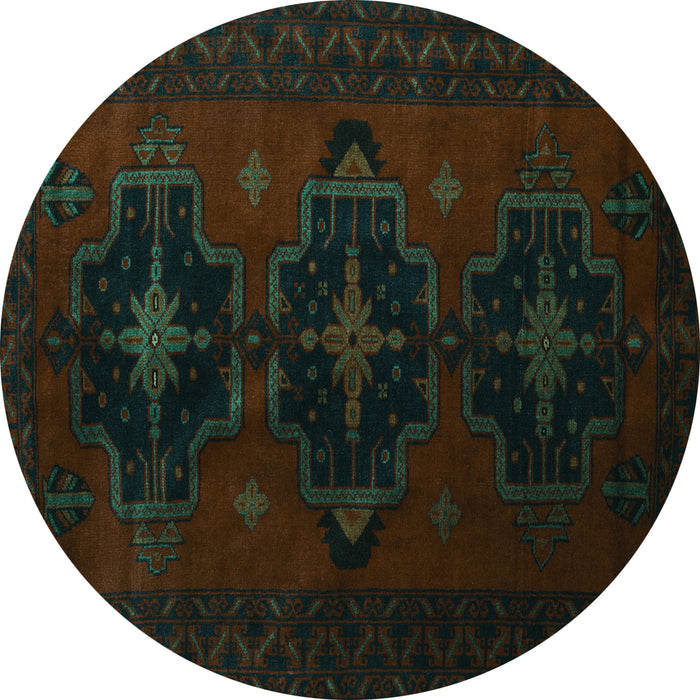 Round Persian Turquoise Traditional Rug, tr2353turq