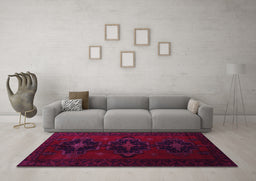 Machine Washable Persian Pink Traditional Rug in a Living Room, wshtr2353pnk