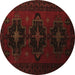 Round Persian Brown Traditional Rug, tr2353brn