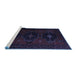 Sideview of Machine Washable Persian Blue Traditional Rug, wshtr2353blu