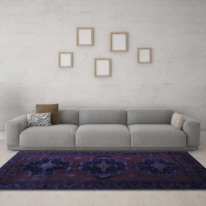Machine Washable Persian Blue Traditional Rug in a Living Room, wshtr2353blu