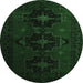 Round Persian Emerald Green Traditional Rug, tr2353emgrn