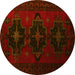 Round Persian Yellow Traditional Rug, tr2353yw