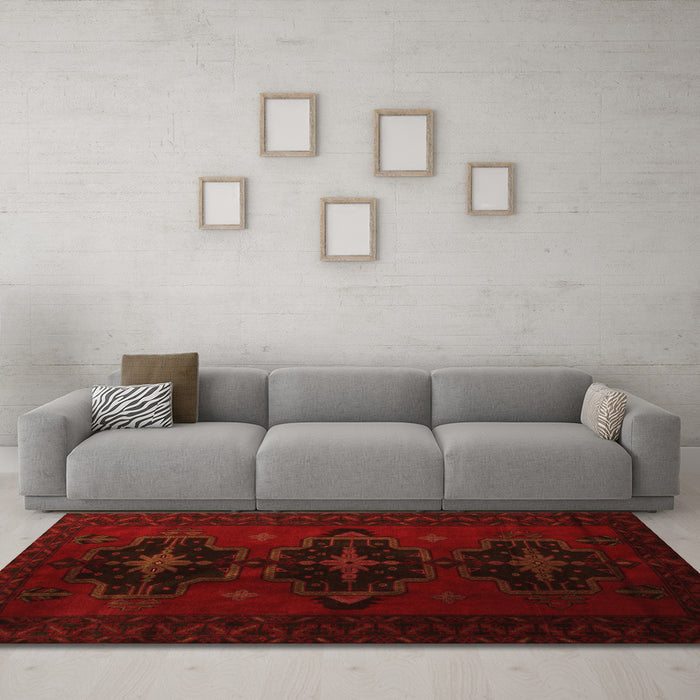 Machine Washable Persian Orange Traditional Area Rugs in a Living Room, wshtr2353org