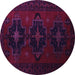 Round Machine Washable Persian Purple Traditional Area Rugs, wshtr2353pur