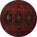 Round Machine Washable Persian Brown Traditional Rug, wshtr2353brn