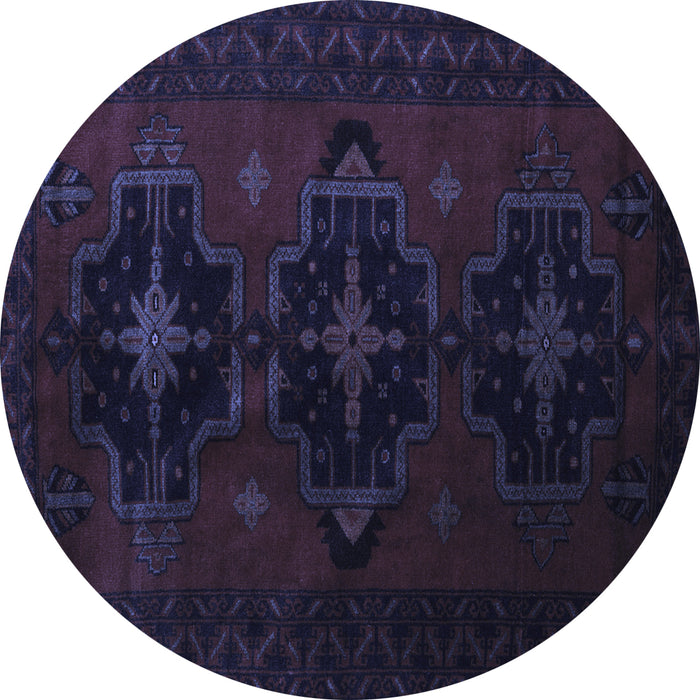 Round Machine Washable Persian Blue Traditional Rug, wshtr2353blu