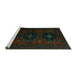 Sideview of Machine Washable Persian Turquoise Traditional Area Rugs, wshtr2353turq