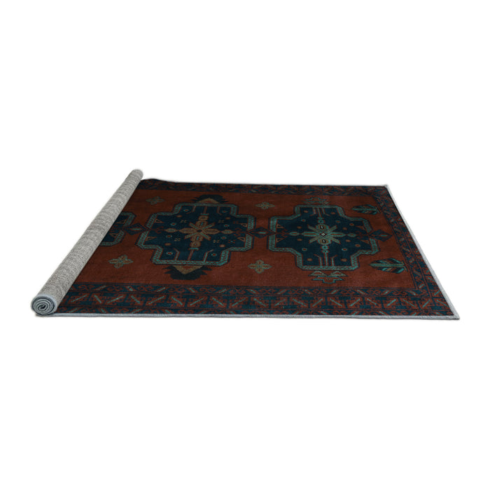 Sideview of Machine Washable Persian Light Blue Traditional Rug, wshtr2353lblu
