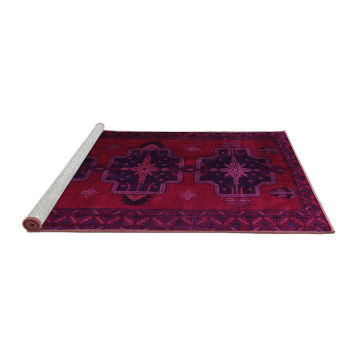 Sideview of Machine Washable Persian Pink Traditional Rug, wshtr2353pnk