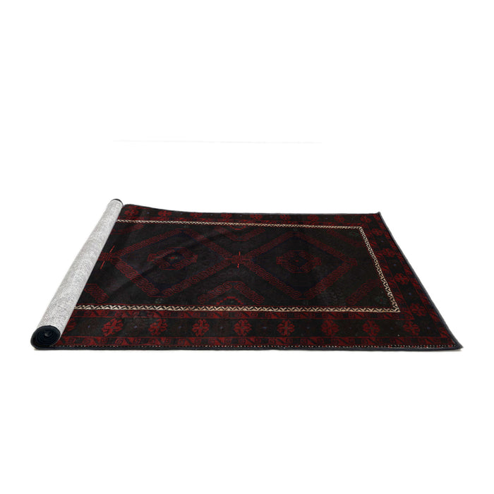 Sideview of Machine Washable Traditional Charcoal Black Rug, wshtr2354