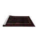 Sideview of Machine Washable Traditional Charcoal Black Rug, wshtr2354