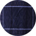 Round Machine Washable Persian Blue Traditional Rug, wshtr2354blu