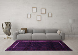 Machine Washable Persian Purple Traditional Area Rugs in a Living Room, wshtr2354pur