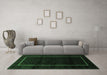 Machine Washable Persian Emerald Green Traditional Area Rugs in a Living Room,, wshtr2354emgrn