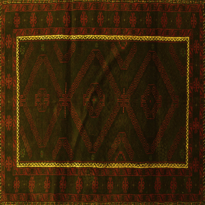 Square Machine Washable Persian Yellow Traditional Rug, wshtr2354yw