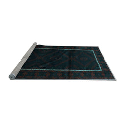 Sideview of Machine Washable Persian Light Blue Traditional Rug, wshtr2354lblu