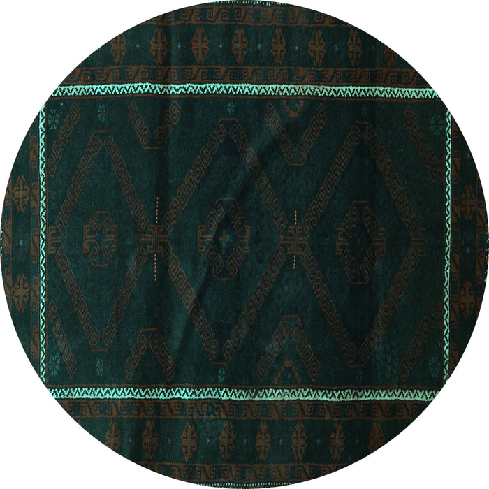 Round Machine Washable Persian Turquoise Traditional Area Rugs, wshtr2354turq