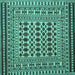 Square Machine Washable Persian Turquoise Traditional Area Rugs, wshtr2355turq