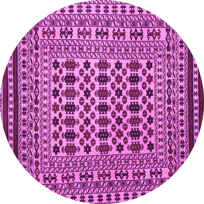 Round Machine Washable Persian Pink Traditional Rug, wshtr2355pnk